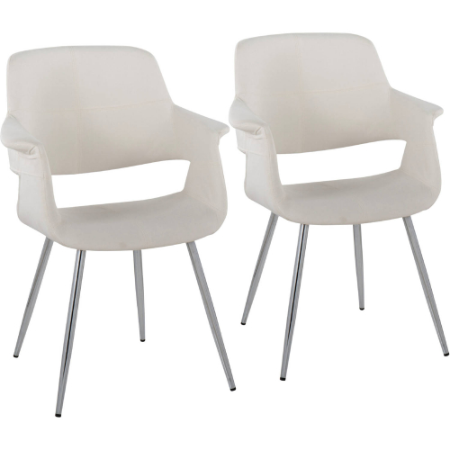 Vintage Flair Dining Accent Chair in Chrome & Cream Velvet (Set of 2)